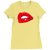 lips red kiss passion girl Ladies Fitted T-Shirt