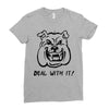 deal with it angry pitbul Ladies Fitted T-Shirt