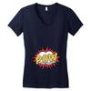 POW! Funny Explosion Cartoon Women's V-Neck T-Shirt