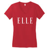 elle white logo Women's V-Neck T-Shirt
