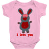i love you bunny hare rabbit cupid couple kiss fun Baby Onesie
