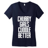 chubby girls cuddle better Women's V-Neck T-Shirt