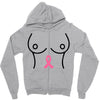 breast with pink ribbon Zipper Hoodie