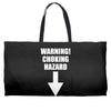 warning choking hazard printed Weekender Totes