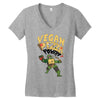 vegan pizza power Women's V-Neck T-Shirt
