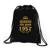 queens are born in 1957 Drawstring Bags