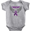 my hero is now my angel pancreatic cancer awareness Baby Bodysuit