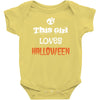 this girl loves halloween Baby Bodysuit