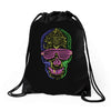 skull neon Drawstring Bags