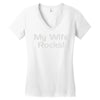 my wife rocks Women's V-Neck T-Shirt