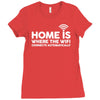 home is where the wifi funny Ladies Fitted T-Shirt