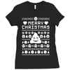 funny ugly christmas smiley emoticon Ladies Fitted T-Shirt