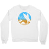 beach surfer silhouette birds sand waves palm Crewneck Sweatshirt