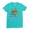 baseball game on short Ladies Fitted T-Shirt