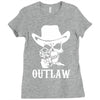 outlaw cow boy motor bike Ladies Fitted T-Shirt