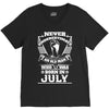Never Underestimate Old Man Who Was Born July V-Neck Tee