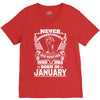 Never Underestimate Dog Rescuer Who Was Born January V-Neck Tee