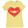 lip print heart Ladies Fitted T-Shirt