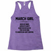 March Girl Hated By Many Racerback Tank