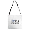 i love my soldier navy camouflage Adjustable Strap Totes