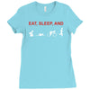 eat, sleep &amp; train triathlon sports, gym, athletic Ladies Fitted T-Shirt