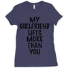 my girlfriend lifts more than you (2) Ladies Fitted T-Shirt