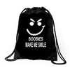 boobies make me smile Drawstring Bags