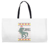 ugly dinosaur merry christmas Weekender Totes