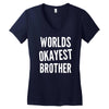 worlds okayest brother funny Women's V-Neck T-Shirt