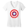 captain america dying bleeding logo Women's V-Neck T-Shirt