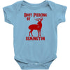 deer hunter body piercing by remington black tee shotgun rifle hunting Baby Onesie