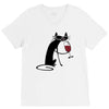cat and wine V-Neck Tee