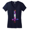 inverted galaxy cross funny  religion banter space fashion new Women's V-Neck T-Shirt