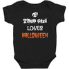 this girl loves halloween Baby Bodysuit