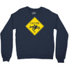 motorcycle caution sign Crewneck Sweatshirt