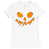 scary pumpkin face halloween Ladies Fitted T-Shirt