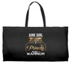 june  girl is a perfect combination of princess and warrior Weekender Totes