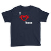 i love heart bass guitar music Youth Tee