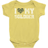 i love my soldier regular camouflage Baby Bodysuit