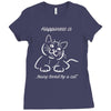 happiness is being loved by a cat Ladies Fitted T-Shirt