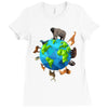animal polygon around the planet Ladies Fitted T-Shirt