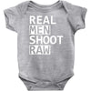 real men shoot raw funny photography Baby Onesie