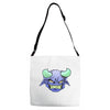blue monster with horns Adjustable Strap Totes