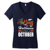 Halloween Kings Are Born In October Women's V-Neck T-Shirt