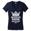 Queens Are Born In January Women's V-Neck T-Shirt