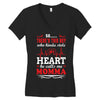 There's This Boy Who Stole My Heart He Calls Me Momma Women's V-Neck T-Shirt
