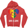 Love Is Love LGBT Rainbow Heart Zipper Hoodie