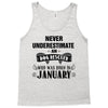 never underestimate an old man who was born in january Tank Top