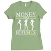money over bitches graphic Ladies Fitted T-Shirt