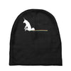 unicorn scooting on the floor Baby Beanies